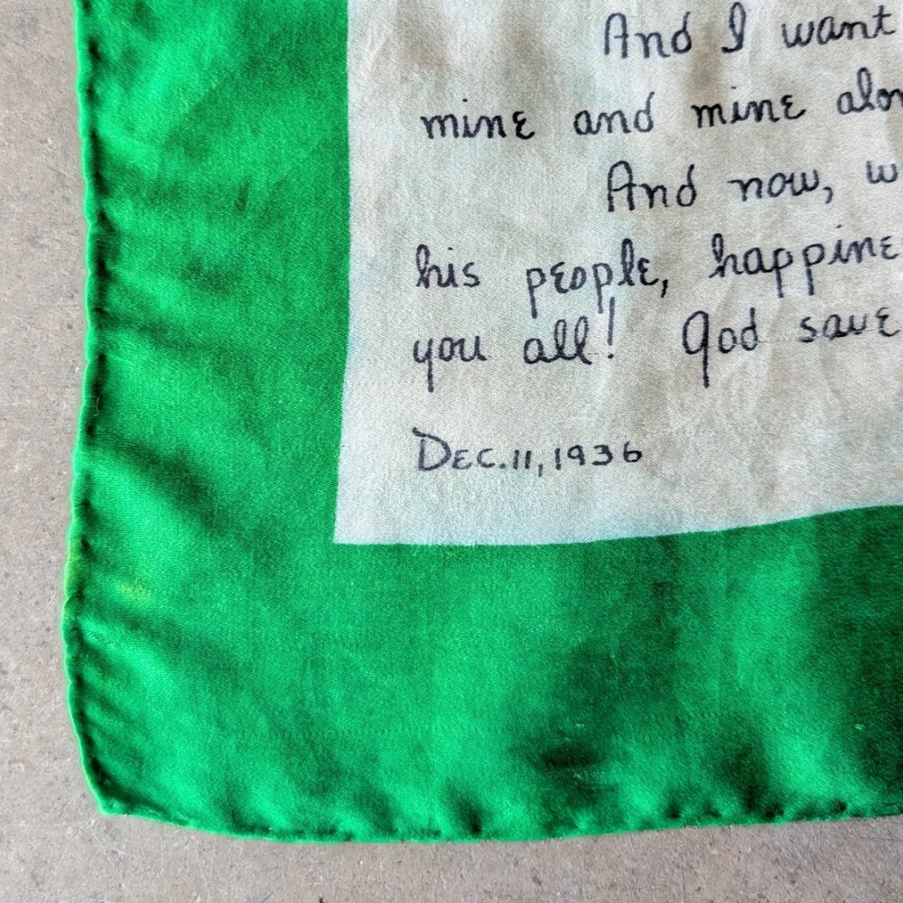 Vintage A King's Farewell Silk Scarf Handkerchief 1936 King Edward VIII Britain - Picture 5 of 10